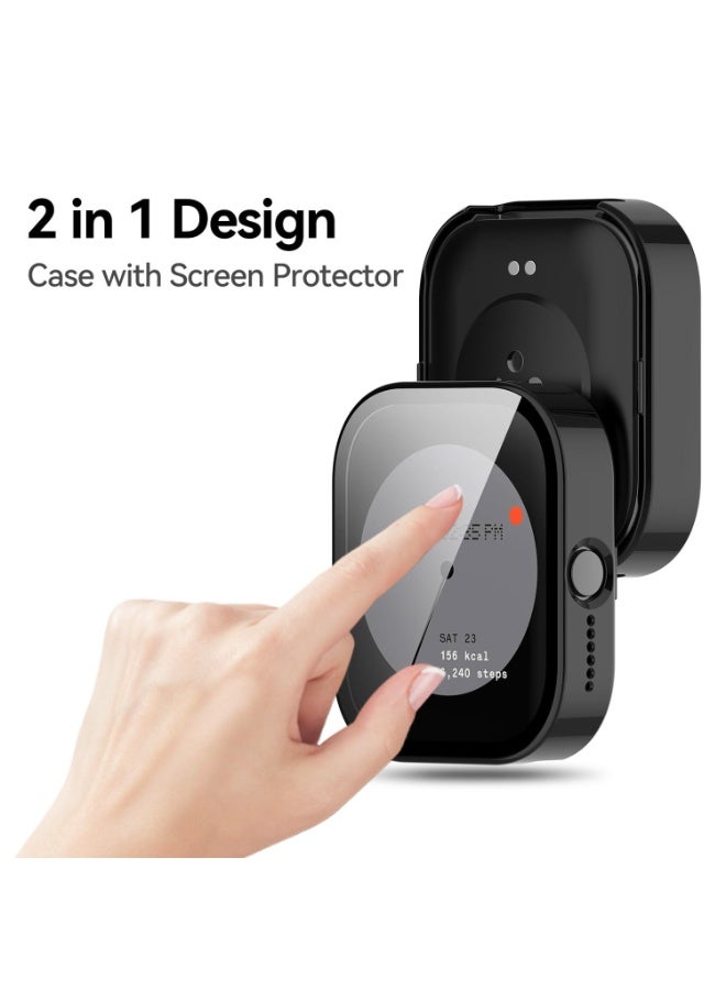 ChicVibe Case for CMF Watch Pro, PC Shell+Tempered Glass Integrated Design, Anti Fall and Scratch Resistant, High-Definition and Transparent, Built-in 9H Tempered Glass Film, Hard PC, Easy to Install, Cover for CMF by Nothing Watch Pro, Black - Image 3