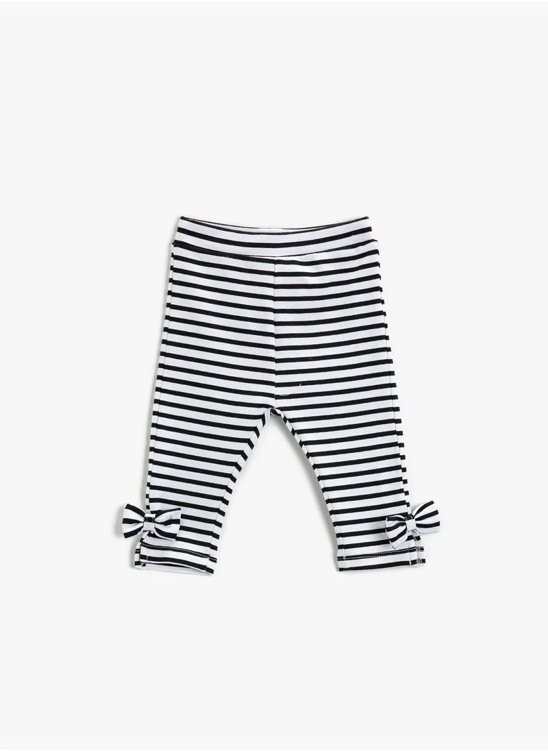 كوتون Bow Detail  Striped Leggings