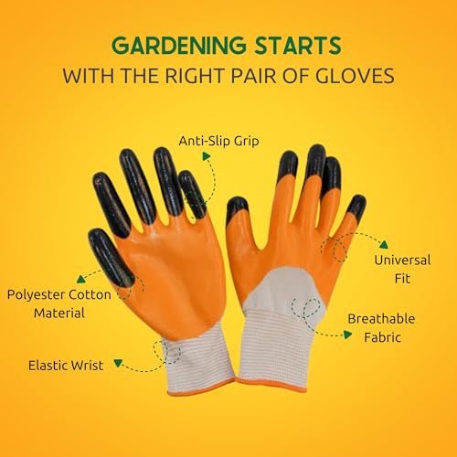 Zamia Gardening Gloves for Beginners | Flexible, Thorn-Proof, Anti-Slip & Reusable | Heavy Duty for Home Use | Orange - Image 2