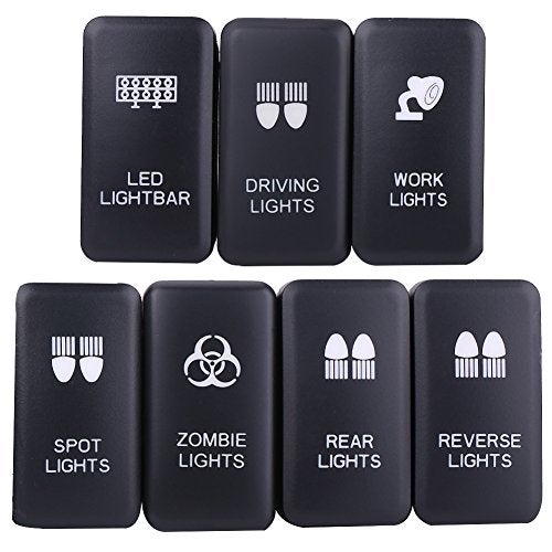 Keenso مفتاح تشغيل وإيقاف LED للسيارة من كينسو، مفتاح تبديل روكر أزرق 12 فولت للسيارة، مفتاح تبديل روكر أوتوماتيكي لتويوتا هايلكس ولاند كروزر فيغو (أضواء سبوت) - Image 5