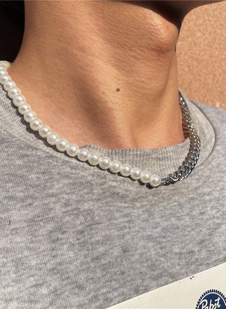 TOVELE5 Individual patchwork, stainless steel, Cuban necklace, men's pearl necklace  - Image 5