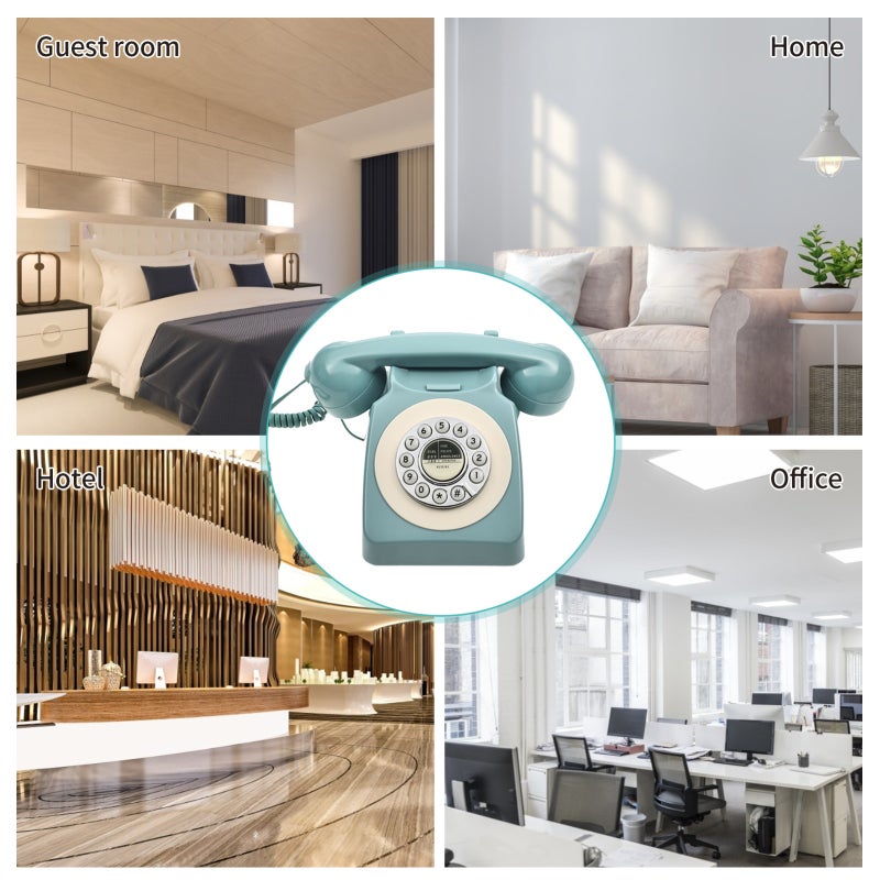 Green Corded Phone: 80s Classic Antique Design - Intelligent Voice Chip High-quality Calls Retro Landline Phone for Home Bar Café Movie Stage Props - Image 4