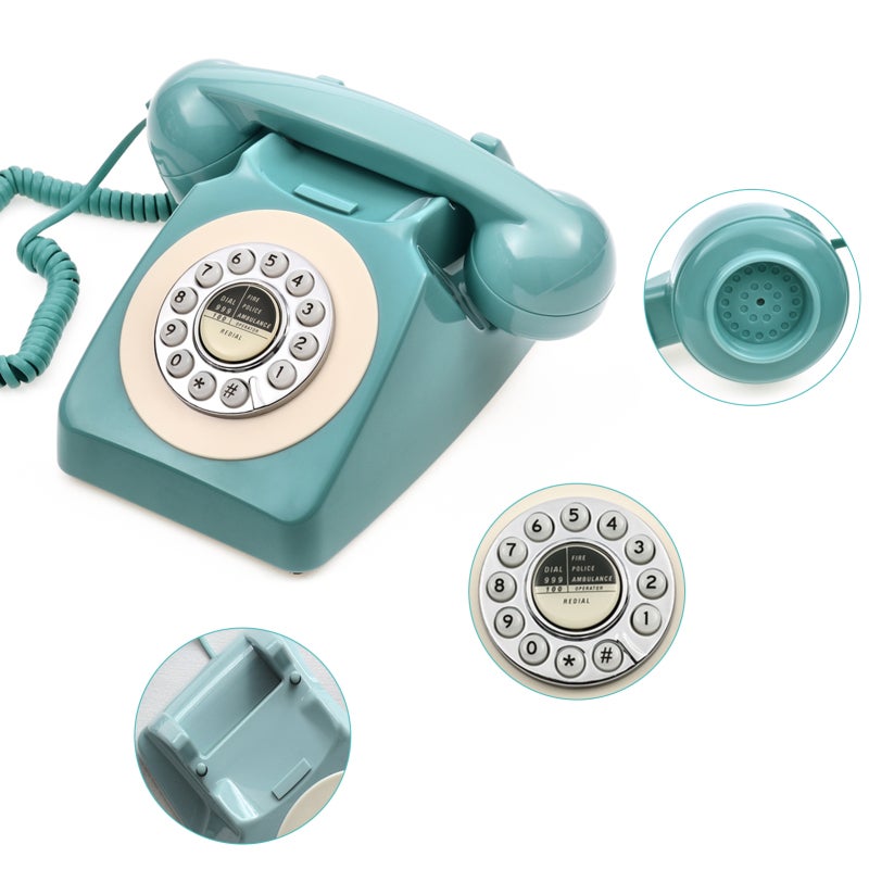 Green Corded Phone: 80s Classic Antique Design - Intelligent Voice Chip High-quality Calls Retro Landline Phone for Home Bar Café Movie Stage Props - Image 5