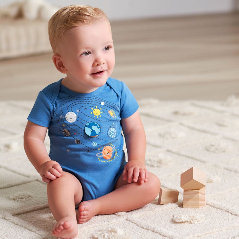Gerber Baby Boys 5-Pack Short Sleeve Variety Onesies Bodysuits Shirt, Space, 6-9 Months US - Image 5