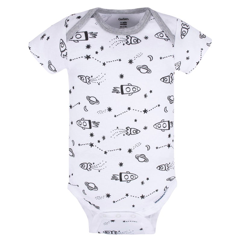 Gerber Baby Boys 5-Pack Short Sleeve Variety Onesies Bodysuits Shirt, Space, 6-9 Months US - Image 3