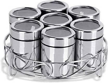 STEEPLE Stainless Steel Containers Circle Shaped Kitchen Storage Containers Heavy Gauge Stainless Steel Container Set for Kitchen For Dry FruitsDalSpices Set of 7Pcs - Image 3