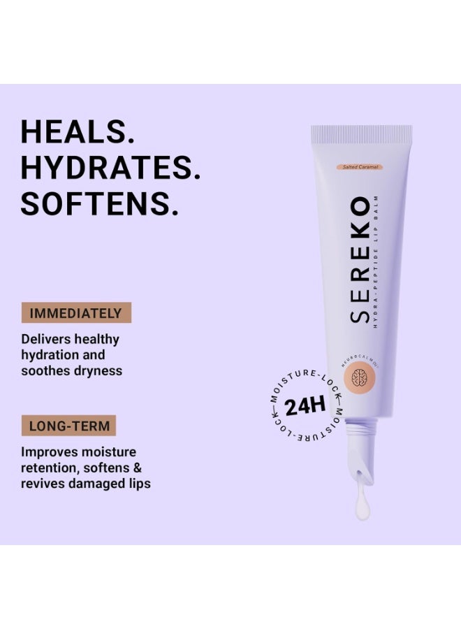 SEREKO Hydra -Peptide Peptide Lip Balm |Ceramides & Peptide Lip Balm for Dry & Chapped Lips | Long-Lasting Hydration, 24H Moisture, Repair & Smooth | non-glossy for Men | Non-Tinted, Salted Caramel – 8g - Image 2