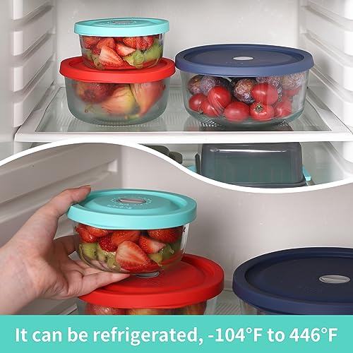 EuChoiz Replacement Lids for Pyrex 7200-PC 2 Cup, Silicone Round Storage Cover Lid for Anchor Hocking Glass Bowl 2 Pack with Date Mark Turquoise - Image 5