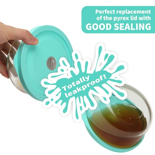 EuChoiz Replacement Lids for Pyrex 7200-PC 2 Cup, Silicone Round Storage Cover Lid for Anchor Hocking Glass Bowl 2 Pack with Date Mark Turquoise - Image 4