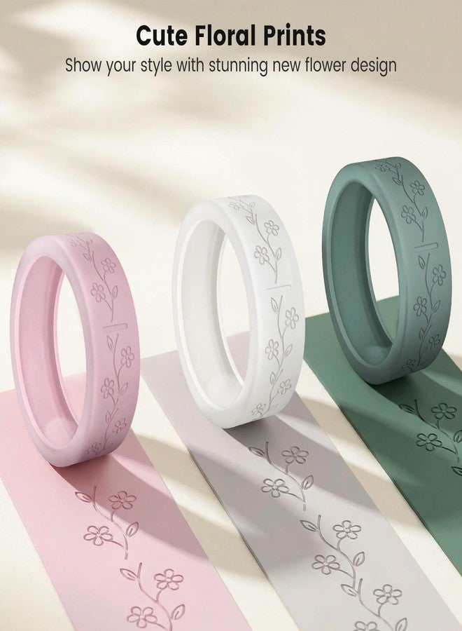 BandRain 4 Pack Ultra-Thin Ring Covers Compatible with Oura Ring Gen 4/4 Ceramic/Oura Gen 3 Cover, Cute Fancy Floral Engraved Anti-Scratch Silicone Smart Rings Protector Accessories for Women - Image 3