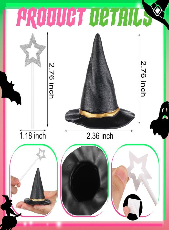 Funnymoom 30 Pcs Witch Party Supplies Witch Hat and Star Cupcake Topper Wizard Hat Princess Cake Decorations Halloween Cupcake Topper Sticks Dessert Cake Accessories for Birthday Party Supplies - Image 3