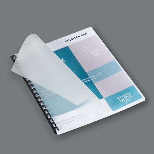 Binditek 50 Pack 15 Mil Frosted Polycovers, Semi-Transparent, 8-1/2 x 11 Inches, Lightly Textured Sand Finish, Square Corners, Unpunched Binding Covers, Office Supplies - Image 5