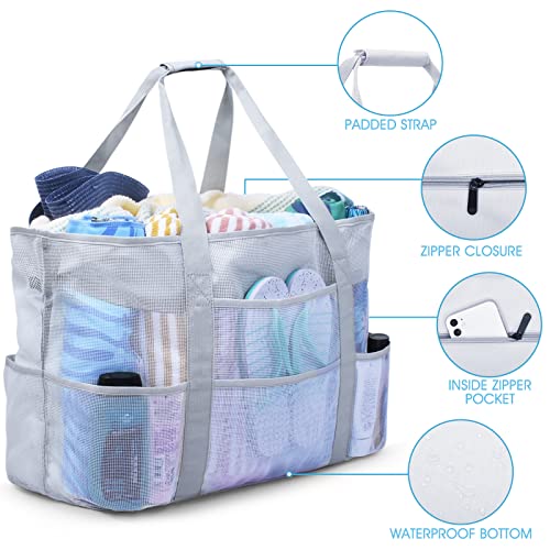 oscaurt Mesh Beach Bag Extra Large Waterproof Sandproof Beach Tote Pool Swim Bag Travel Vacation Essentials - Image 2