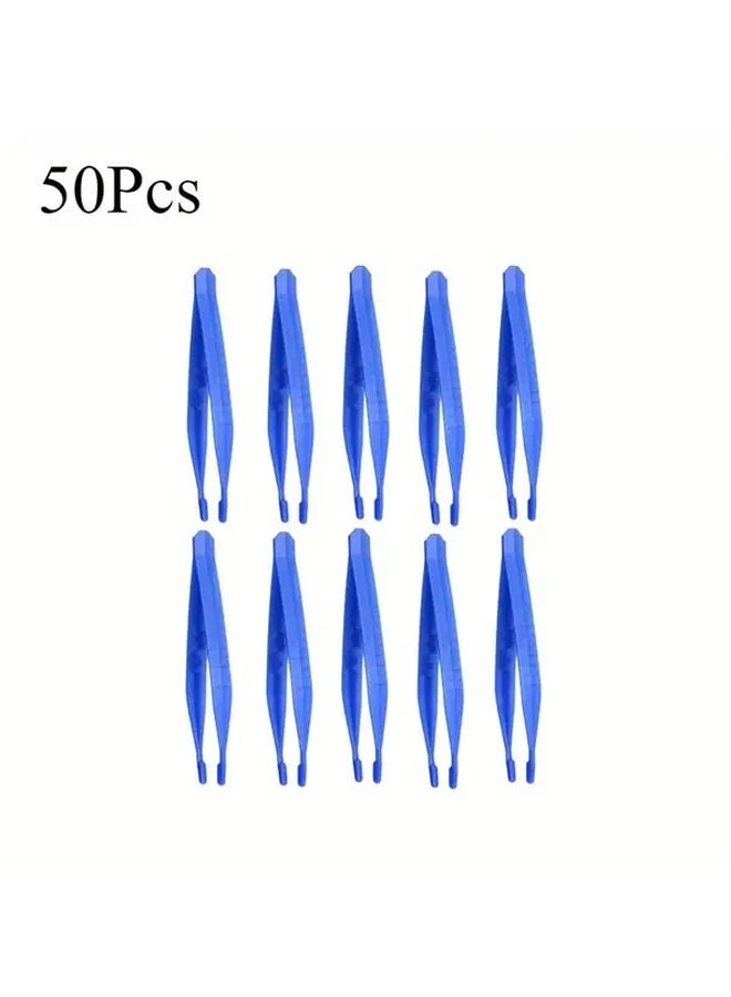 50 قطعة من ملاقط البلاستيك ذات الاستخدام الواحد، نهايات دقيقة لصنع المجوهرات، أعمال DIY، استخدام المختبرات الإلكترونية - Image 1