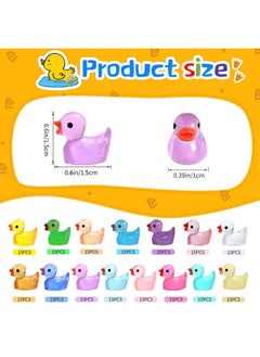 JIUZHU 225Pcs Mini Ducks Glow In The Dark Ducks Mini Resin Ducks Luminous Tiny Ducks To Hide And Seek Pranks Micro Garden Landscape Aquarium Diy Decoration Craft (15 Colors)  - Image 2