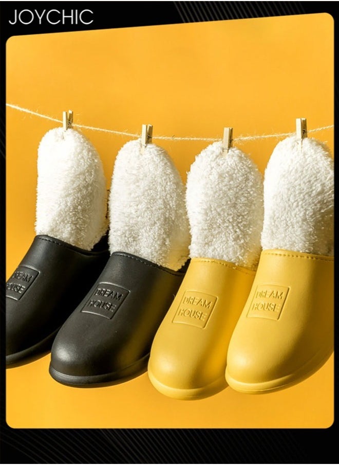 Joychic Autumn and Winter All-inclusive Waterproof Cotton Bedroom Slippers Non-slip Wear-resistant Warm Home Indoor Slippers for Men Women Black  - Image 3