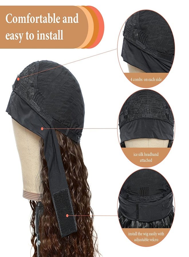 XSY Deep Wave Headband Wig Human Hair Highlight Ombre Headband Wigs for Black Women Curly Headband Wig 4/27# 150% Density 24 Inch - Image 5