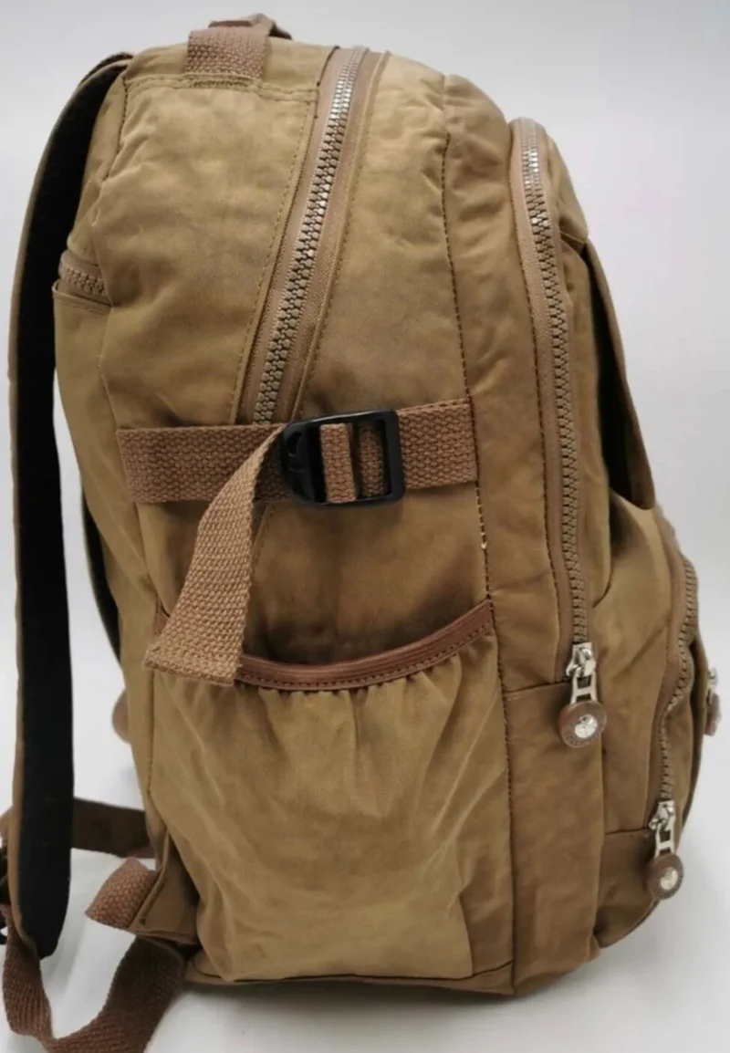 دومينو FCstore Crinkle Fabric Water Resistant Large Size Tan Clinkir Backpack Laptop Daily School Bag