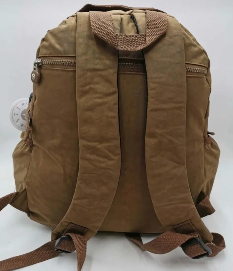 دومينو FCstore Crinkle Fabric Water Resistant Large Size Tan Clinkir Backpack Laptop Daily School Bag