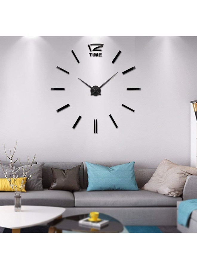 NIBEMINENT 3D Wall Clock With Mirror Number Stickers Black 39x39inch