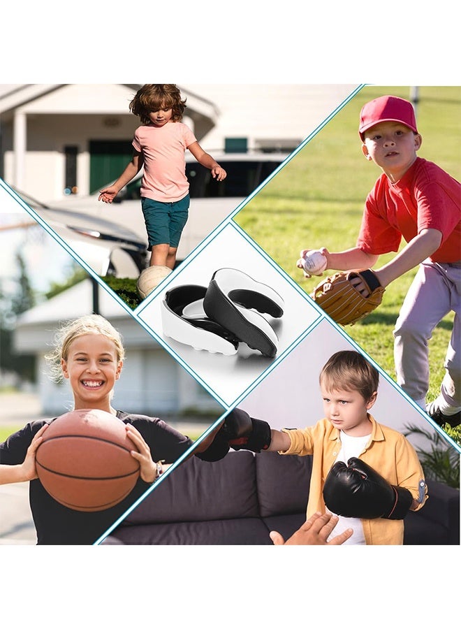 2 قطعة واقي الفم الرياضي للبالغين مع علبة لركوب الخيل والملاكمة وفنون القتال والملاكمة والتايكوندو وألعاب القوة الأخرى (أبيض + أسود) - Image 5