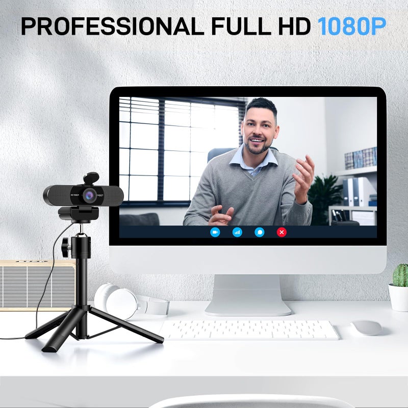 EMEET C960 Webcam with Tripod, 1080P Webcam with Microphone, Adjustable Height Mini Tripod, C960 Web Camera with Privacy Cover, Plug & Play with Stand for Zoom/Skype/YouTube/FaceTime - Image 4