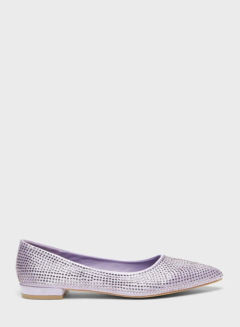 shoexpress Embellished Slip-On Pointed Toe Ballerina