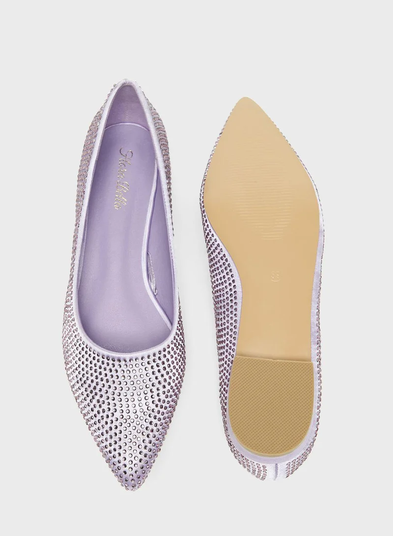 shoexpress Embellished Slip-On Pointed Toe Ballerina