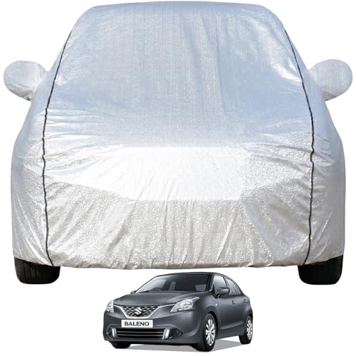 Pivalo Car Cover for Maruti Baleno All Model & Years (2015-2026) 100% Waterproof with Mirror & Antenna Pocket Triple Stitched Bottom Elastic Dustproof Full Body Protection (Heat & UV Resistant,Silver) - Image 1
