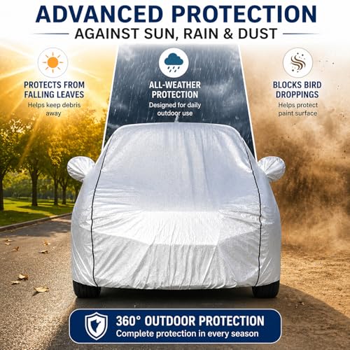 Pivalo Car Cover for Maruti Baleno All Model & Years (2015-2026) 100% Waterproof with Mirror & Antenna Pocket Triple Stitched Bottom Elastic Dustproof Full Body Protection (Heat & UV Resistant,Silver) - Image 2