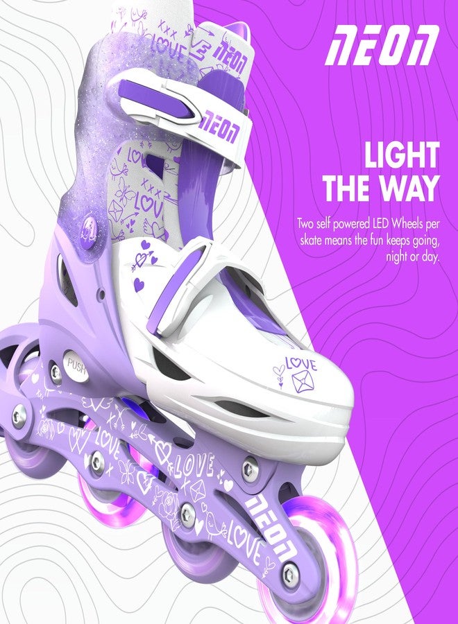 Yvolution Neon Skates, Inline Skates for Kids with LED Wheels, Adjustable Sizing (Purple, 3-6) - Image 2
