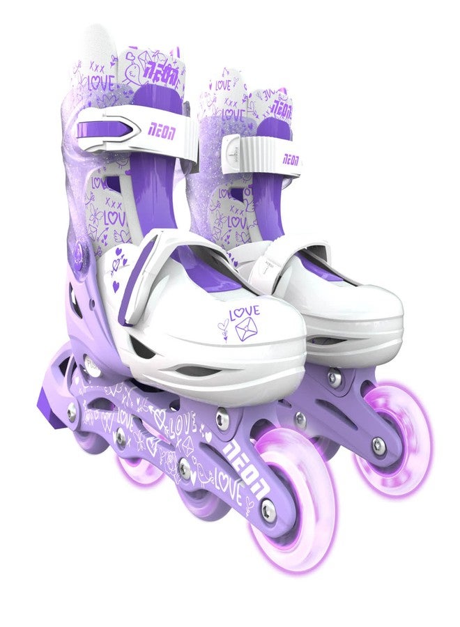 Yvolution Neon Skates, Inline Skates for Kids with LED Wheels, Adjustable Sizing (Purple, 3-6) - Image 1