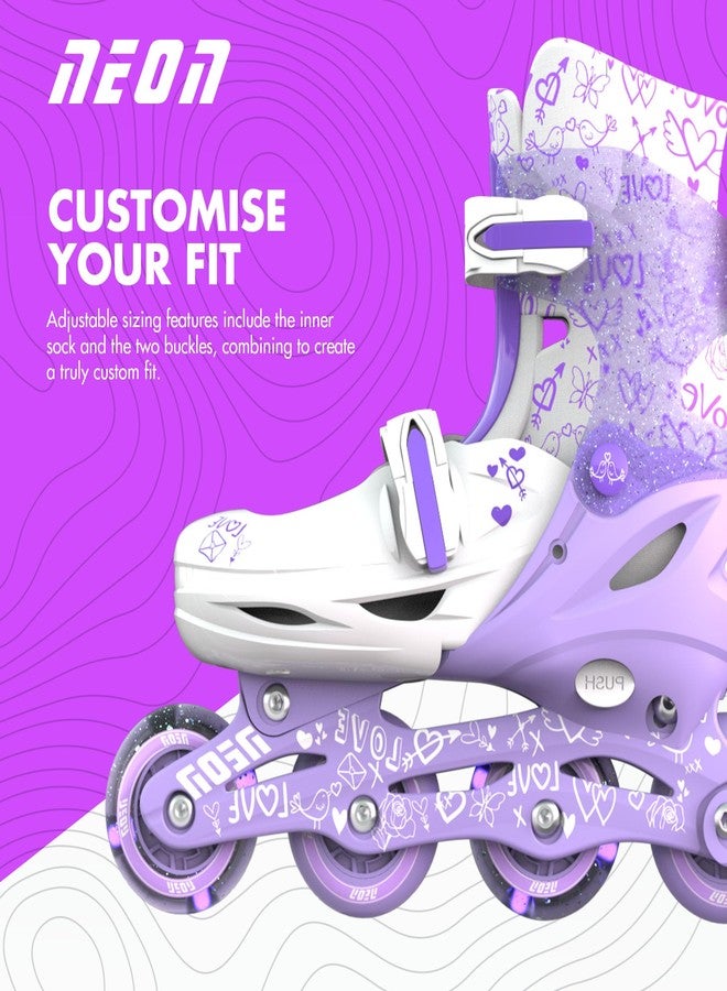 Yvolution Neon Skates, Inline Skates for Kids with LED Wheels, Adjustable Sizing (Purple, 3-6) - Image 4