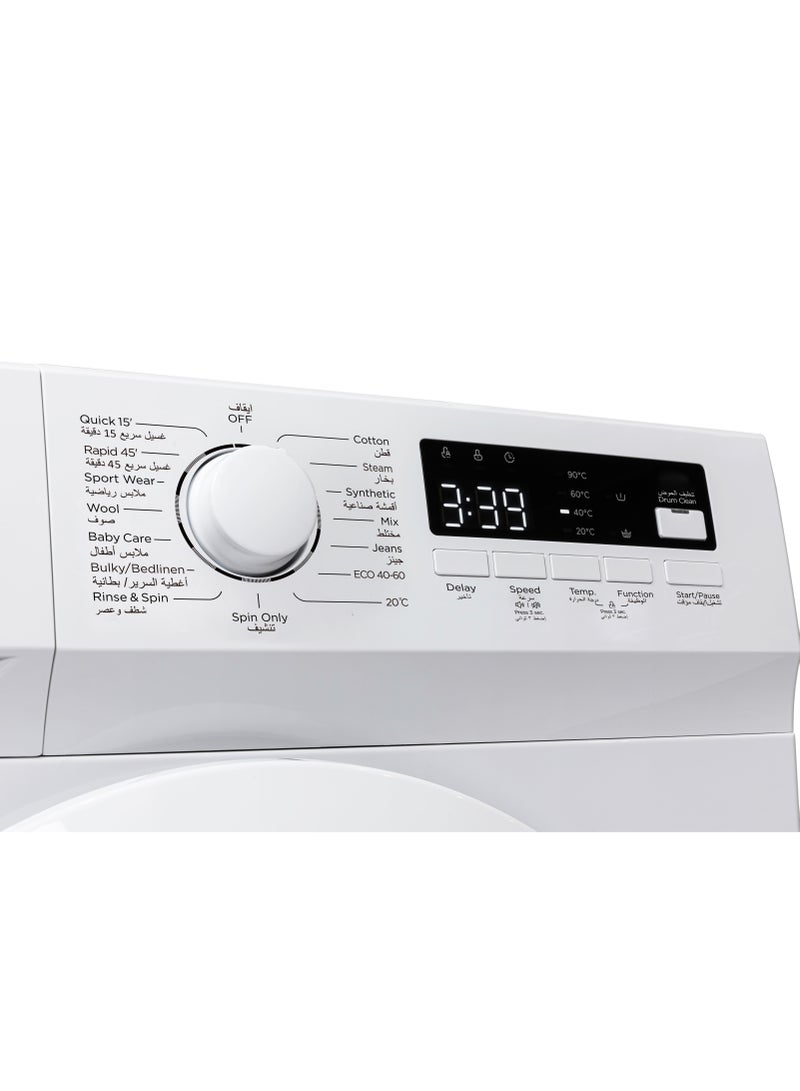 Ugine Automatic Washing Machine, Front Load, 8 KG, 90% Thermal Drying, White - UWHFL8W