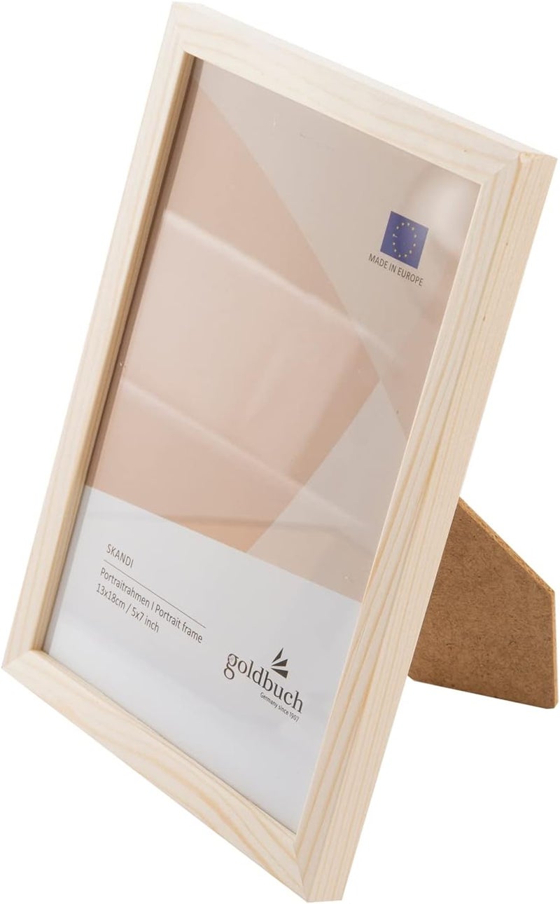 goldbuch Skandi Picture Frame, 13 x 18 cm, Single Frame Made of Real Wood, Portrait Frame for Standing, Wooden Frame with Wall Mount, Photo Frame, Natural Frame - Image 2