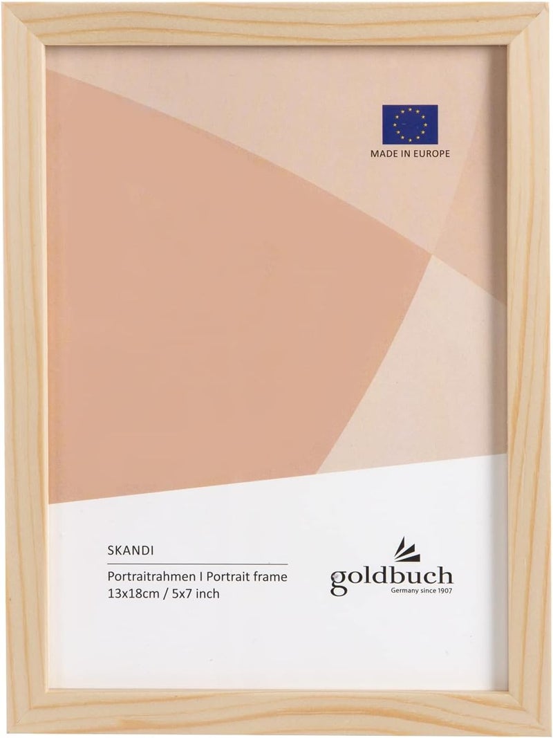 goldbuch Skandi Picture Frame, 13 x 18 cm, Single Frame Made of Real Wood, Portrait Frame for Standing, Wooden Frame with Wall Mount, Photo Frame, Natural Frame - Image 1
