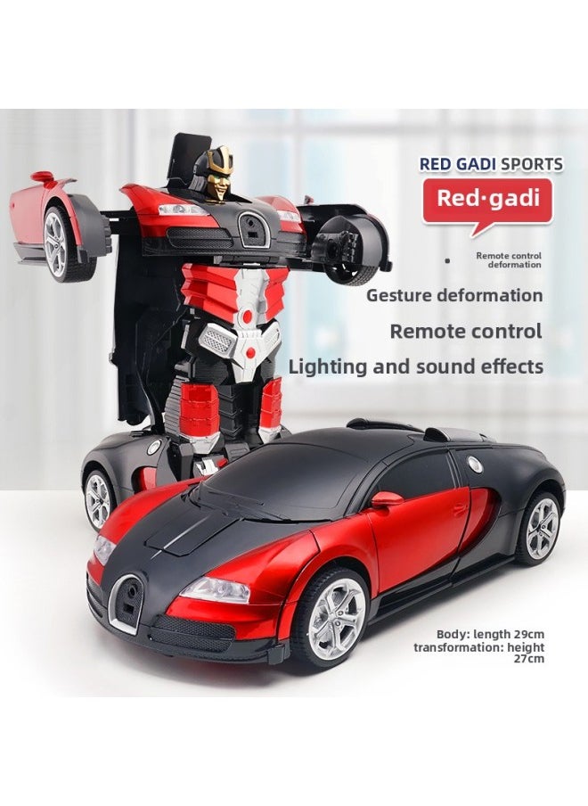 One-key Deformation Remote Control Car 2.4G Gesture Induction King Kong Robot Children's Toy Racing Generation Batch Cross-border-Color:Red Gadi [remote Control Deformation + Gesture Induction] 1:14  - Image 1