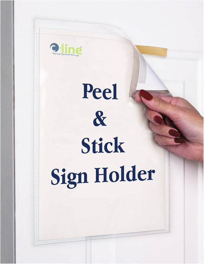 C-Line Peel and Stick Display Pockets, Clear, 8.5 x 11 Inches, 10 per Pack (36911) - Image 1