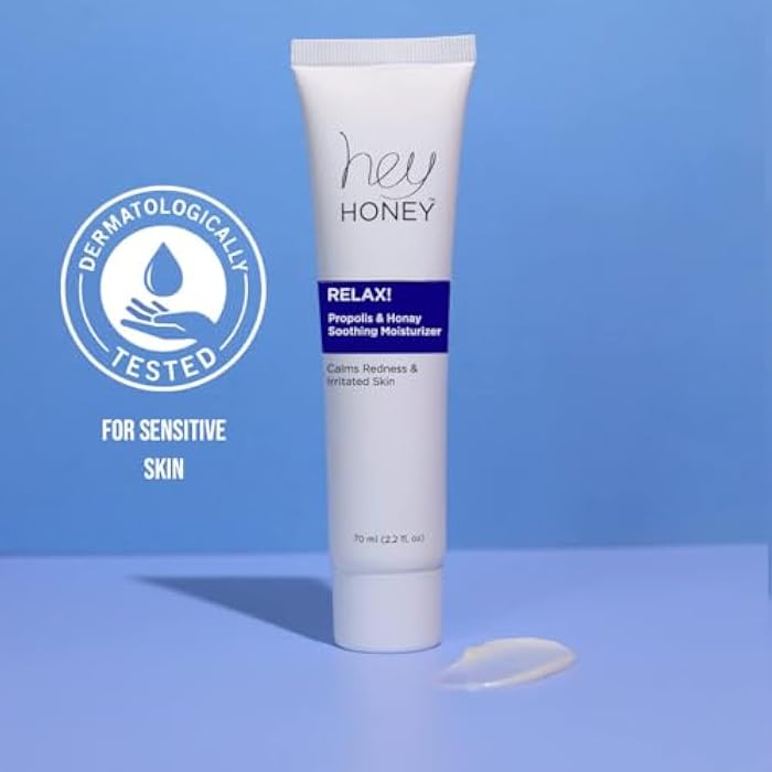 Hey Honey Skincare Relax - Instant Rosacea Relief Cream for Sensitive Skin | Calming Face Moisturizer for Facial Redness & Irritation | Dermatologist Tested, Oil-Free with Honey & Propolis | 2.2 Oz - Image 3
