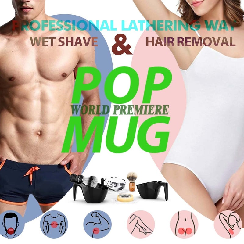 Anbbas Badger Hair Shaving Brush with Shaving Soap Bar and Upgrade Lathering Way-POP Mug A5 Melamine,Foaming Set for Men Wet Shave,Women Girls Hair Removal - Image 2
