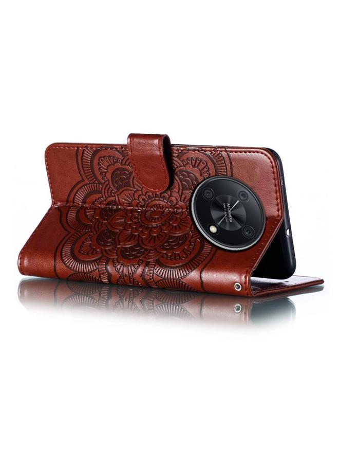 جرين تايجر جراب هاتف Huawei Enjoy 50 Pro من الجلد بنقشة ماندالا الشمس - Image 5