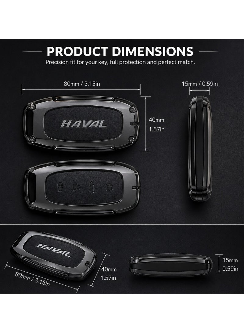 Zinc Alloy Car Key Case for HAVAL H6 H6L Hover 2025 2026 – Premium Leather Smart Remote Key Cover Shell with Screw Lock Protection – Black - Image 4