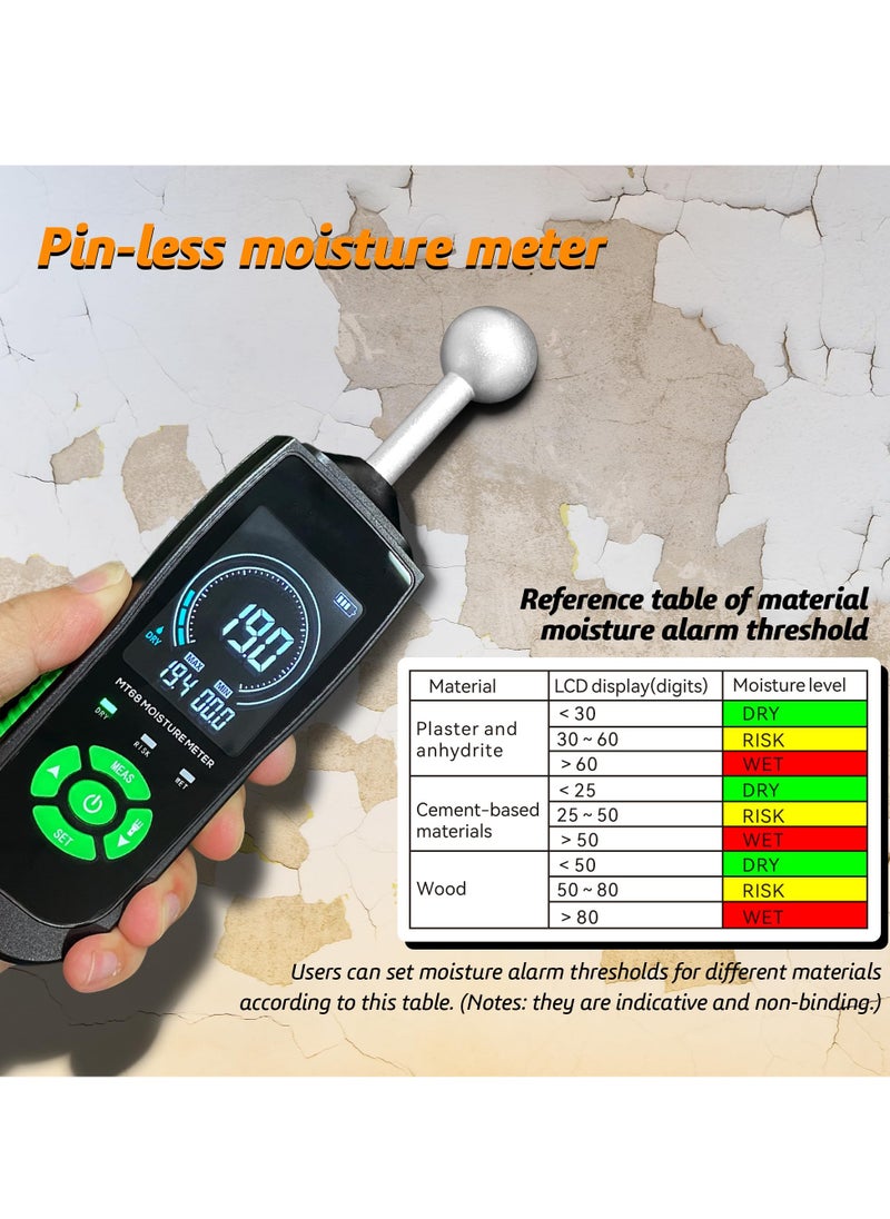SYOSI - Moisture Meter Moisture Meter for Drywall Wood Upgraded Ball Type Induction Moisture Meter with LCD Display High Precision Auto Alarm Firewood Floor Humidity Detector for Paper Cerimic Ceiling - Image 1