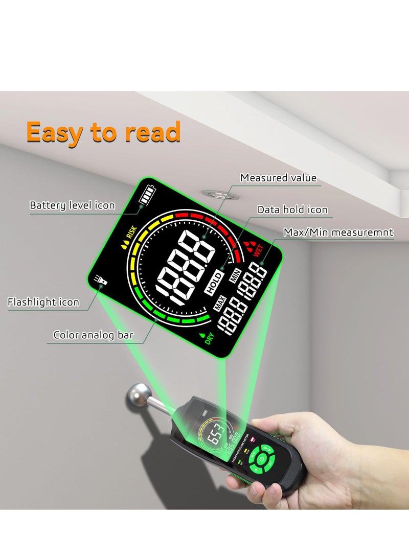SYOSI - Moisture Meter Moisture Meter for Drywall Wood Upgraded Ball Type Induction Moisture Meter with LCD Display High Precision Auto Alarm Firewood Floor Humidity Detector for Paper Cerimic Ceiling - Image 1