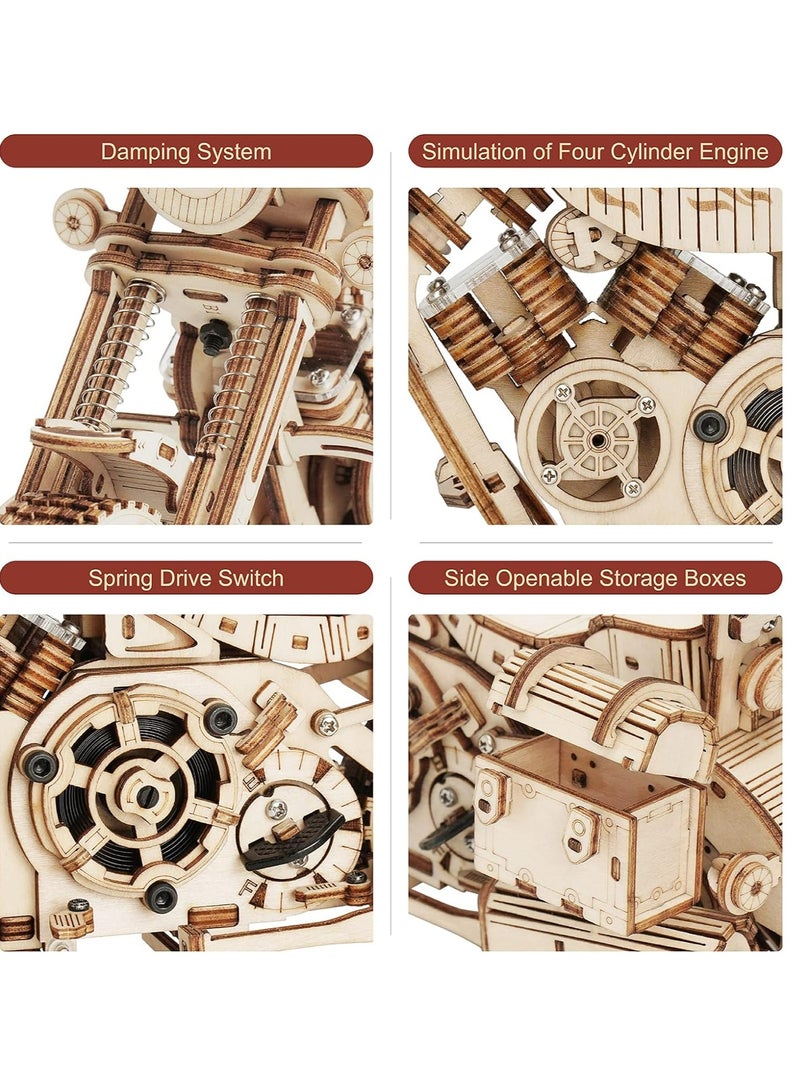 Robotime ROKR Cruiser Motorcycle LK504,3D Wooden Puzzles for Adults/Teens, Creative Home Decor, Unique Gift for Craft Hobby Adults/Teens - Image 4