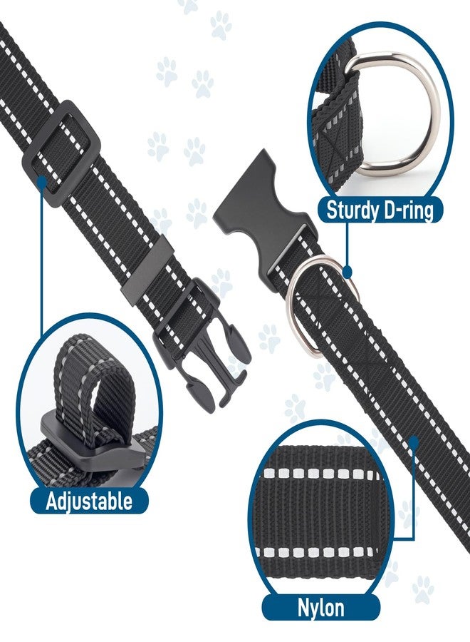 Bozenu Dog Collar for Small Medium Dogs with Buckle, Breathable Adjustable Nylon Reflective Dog Collars, Black/Medium - Image 3