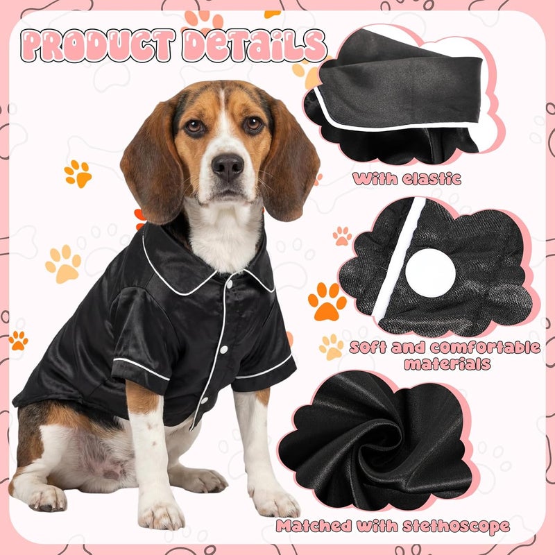 Cosblank Dog Silk Pajamas Shirts Puppy Satin Pjs Pet Sleepwear Soft Faux Silk Lapel Two-Legged for Small Dogs Bridal Party - Image 3