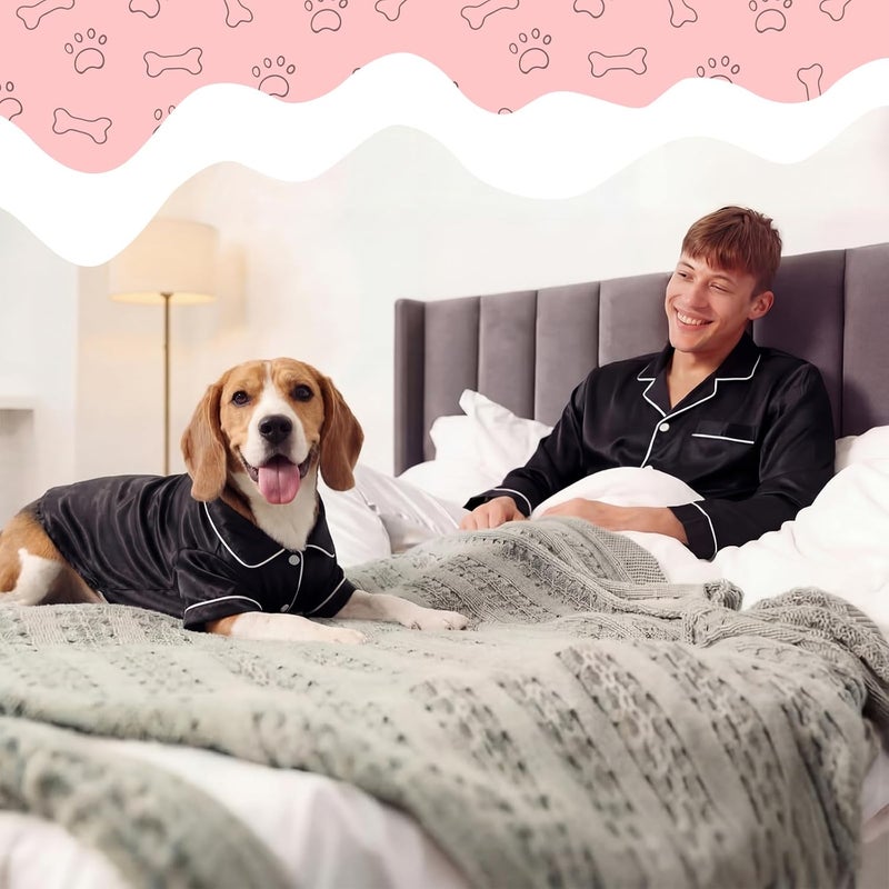 Cosblank Dog Silk Pajamas Shirts Puppy Satin Pjs Pet Sleepwear Soft Faux Silk Lapel Two-Legged for Small Dogs Bridal Party - Image 5
