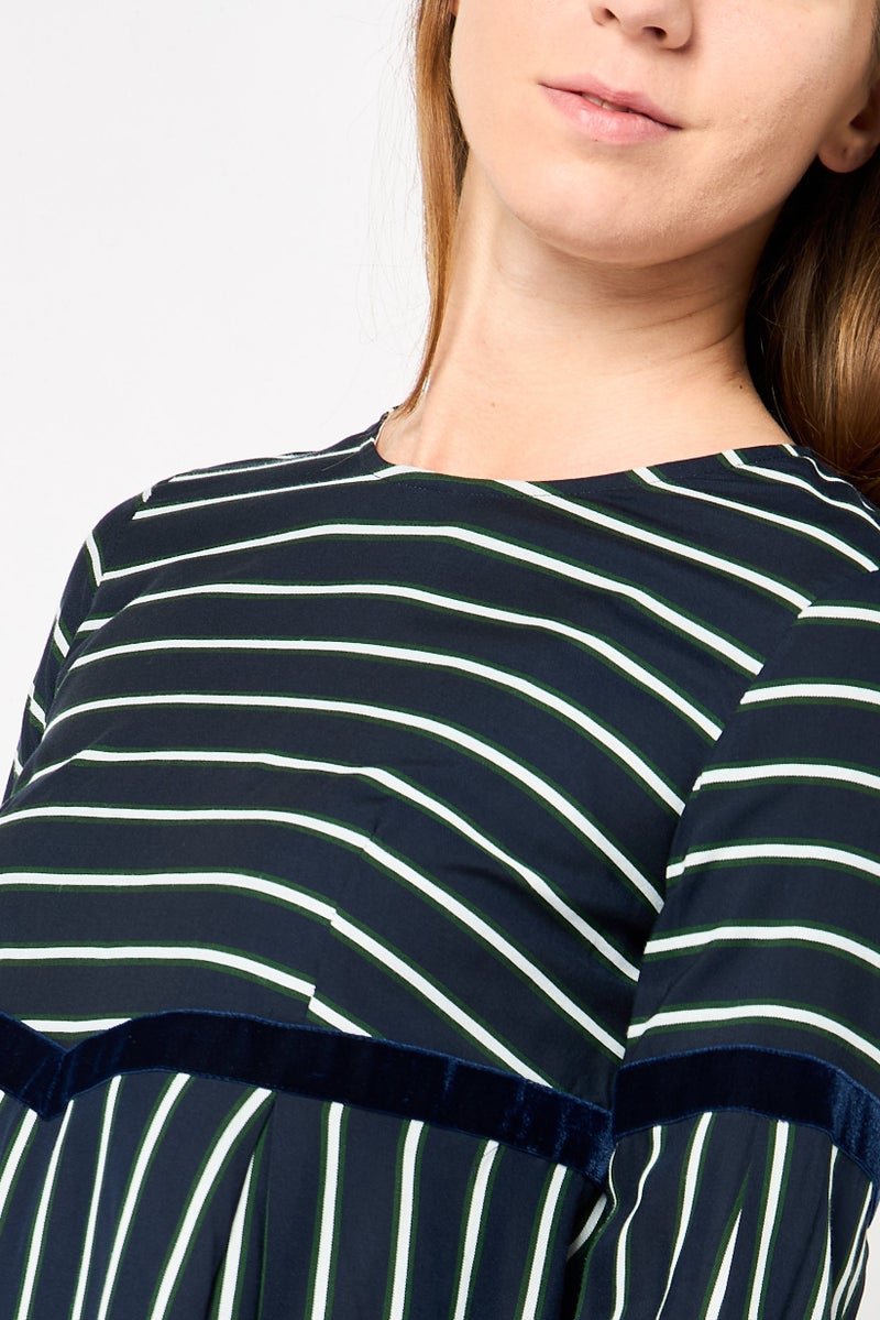 Harmont & Blaine Women Crew Neck Long Sleeves Stripe Blouse, Multicolor  - Image 3