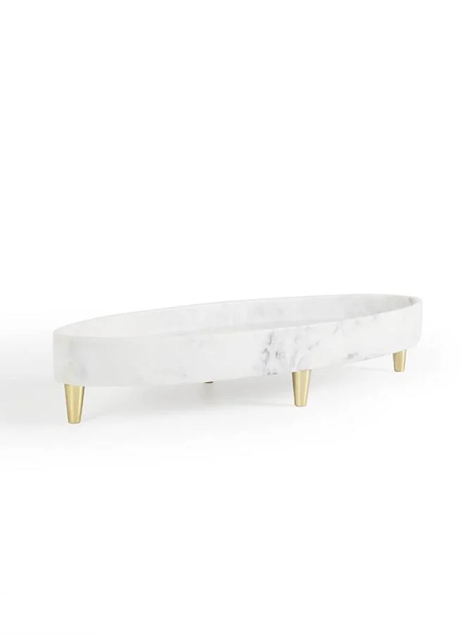 Curate Home Gondola Marble Platter with Brass Legs